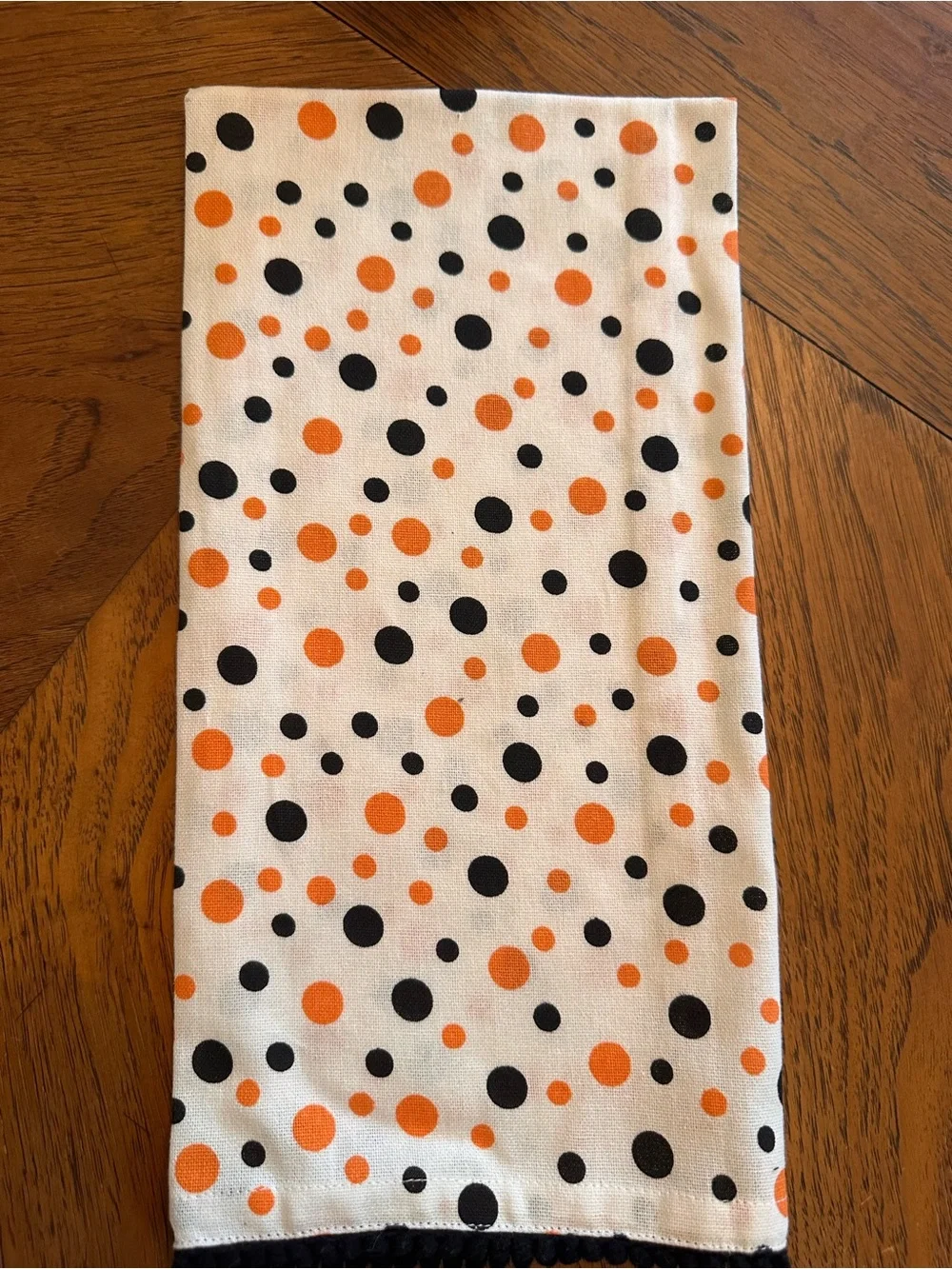Halloween Kitchen Towel & Oven Mitt Set Orange Black Polka Dot NEW
